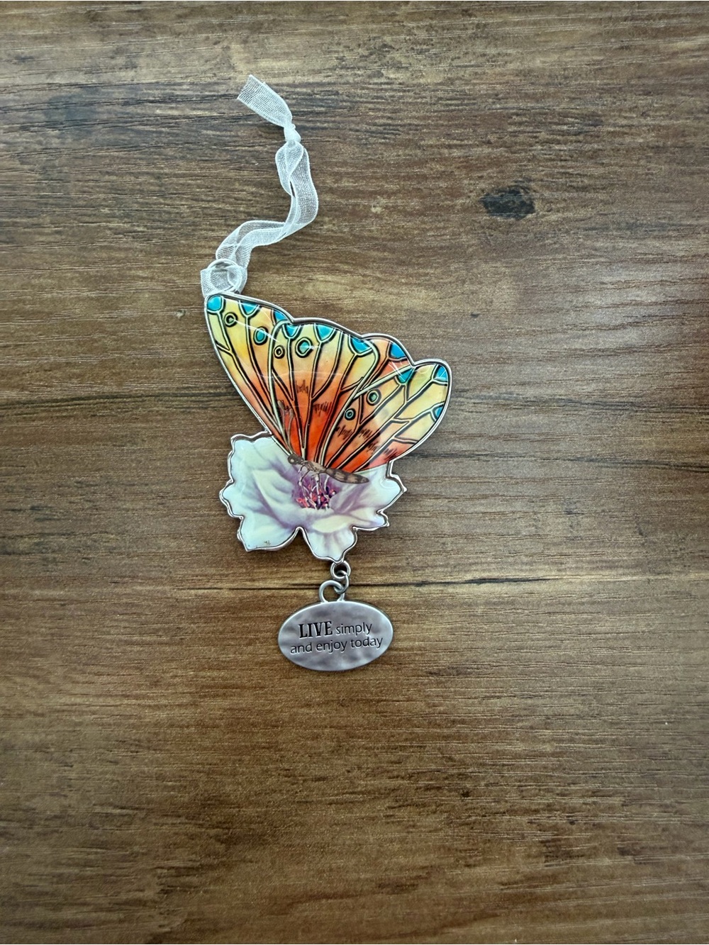 Butterfly Floral Hanging Ornament in Orange and Pink